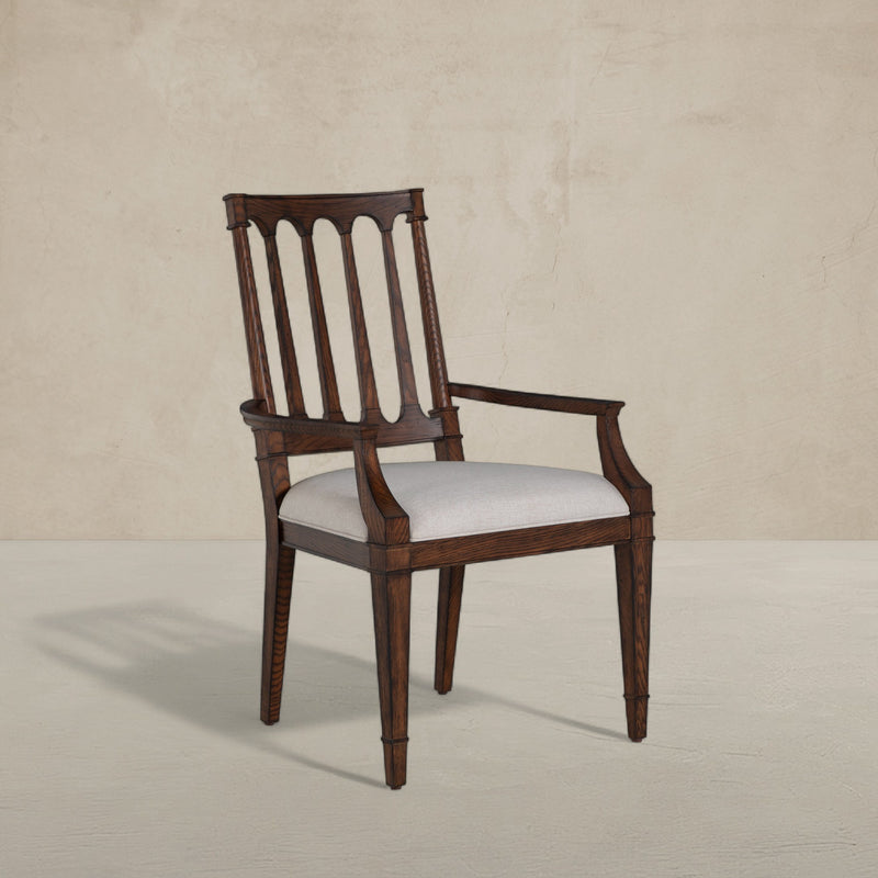Mathis Dining Arm Chair - Rustic Antique Oak