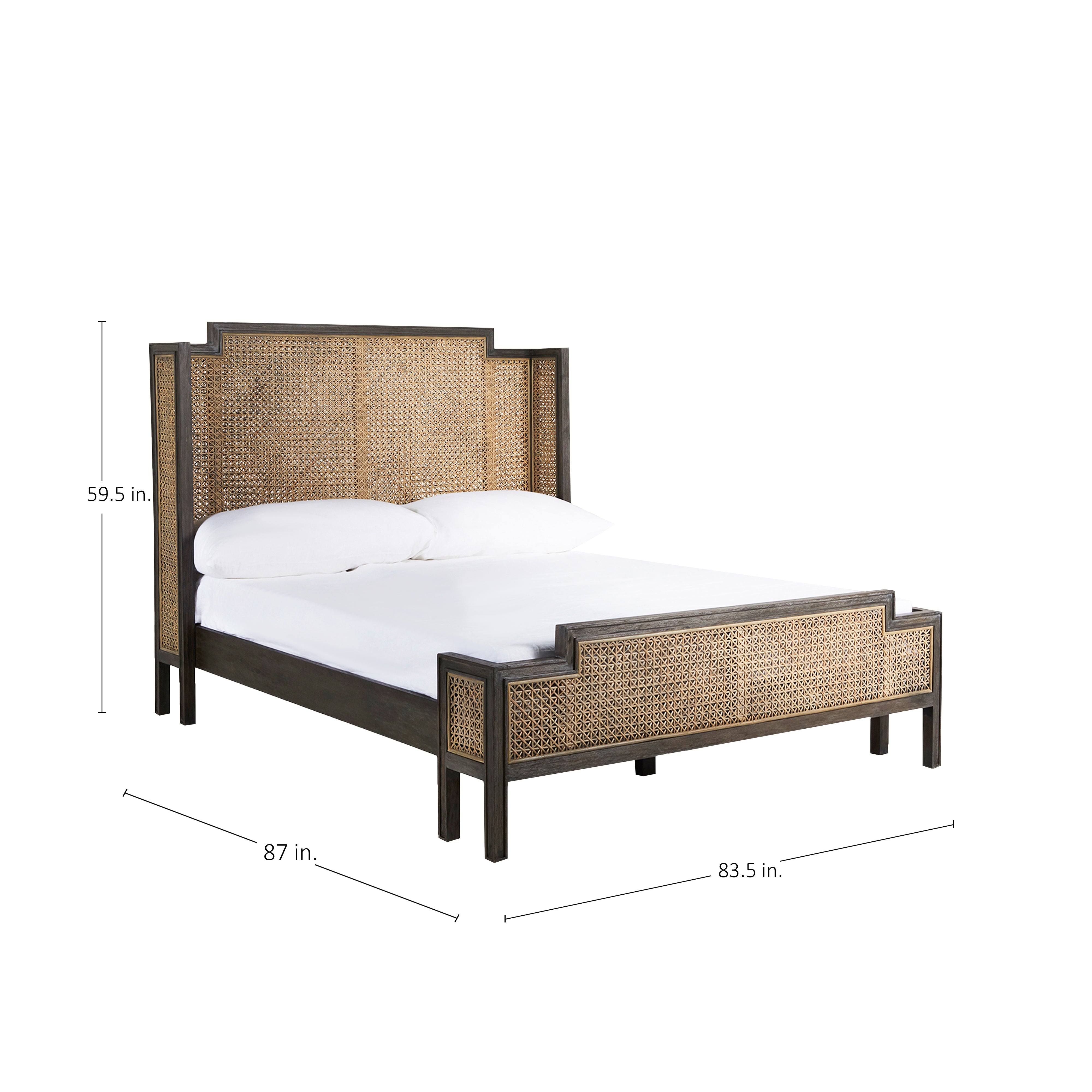 Camille Natural Rattan Wood Transitional Cane Bed - Thumbnail 2